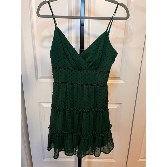 Angelise Clip Dot Tiered Mini Dress Holiday Dress - Picture 3 of 4